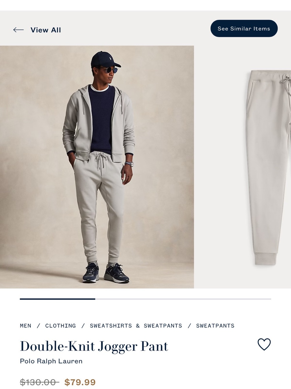 Polo by Ralph Lauren Light Gray double knit Jogger Sweatpants